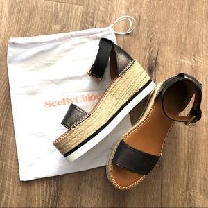 See by Chloe Glyn Ankle Strap Platform Wedge NEW!